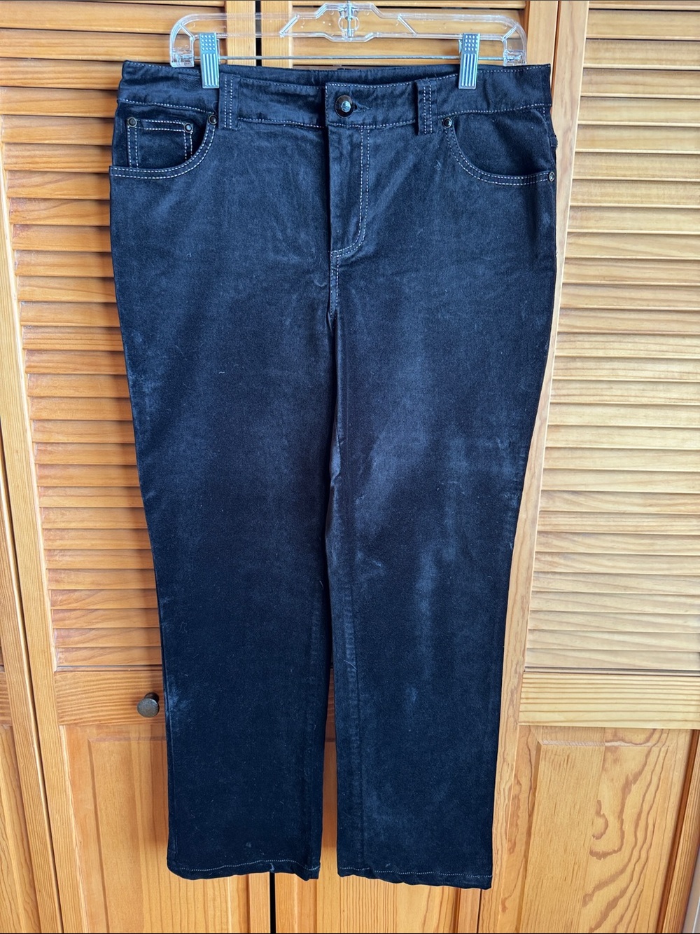 REBA Boot-Cut Black Faux Velvet Dressy Jeans